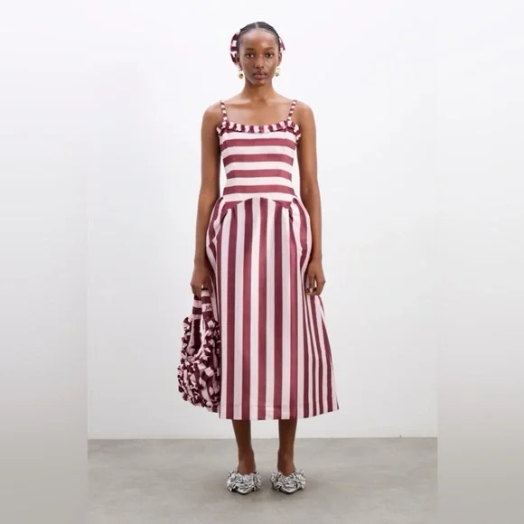 NEW NWT Damson Madder Rachel Ruffle Midi Dress - Picture 2 of 5